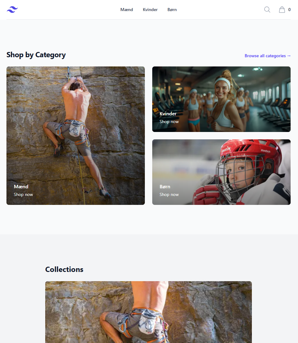 Storefront category landing page built with OptimusCommerce